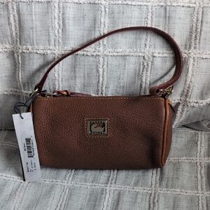 Dooney & Bourke Chestnut Brown Pebbled Leather Wristlet